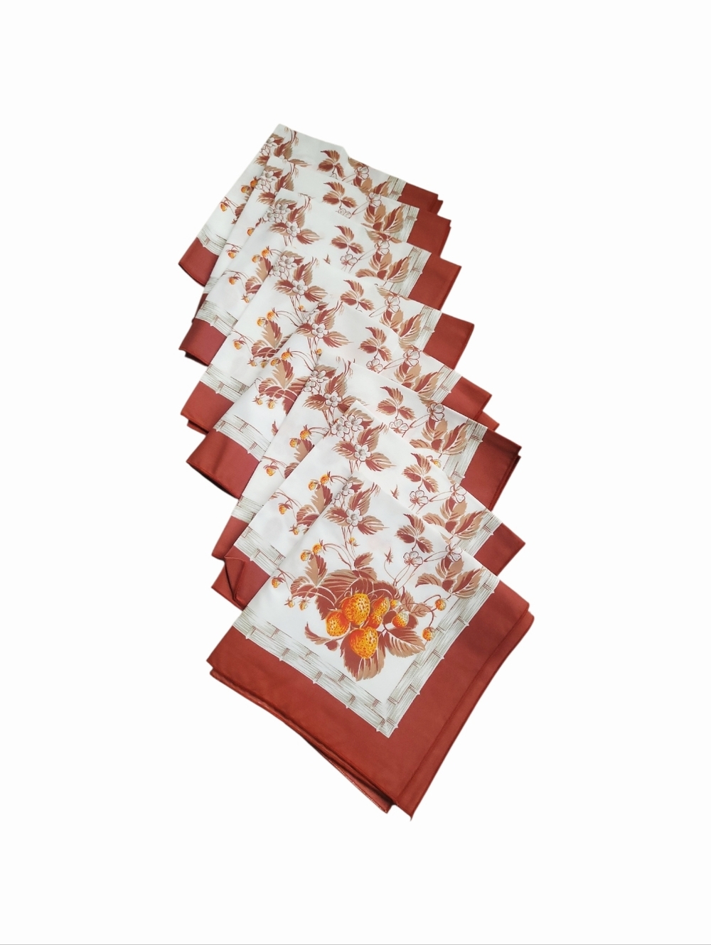 Vintage Strawberry Floral Cloth Napkins Set Of 8~ Deadstock ~ Unused